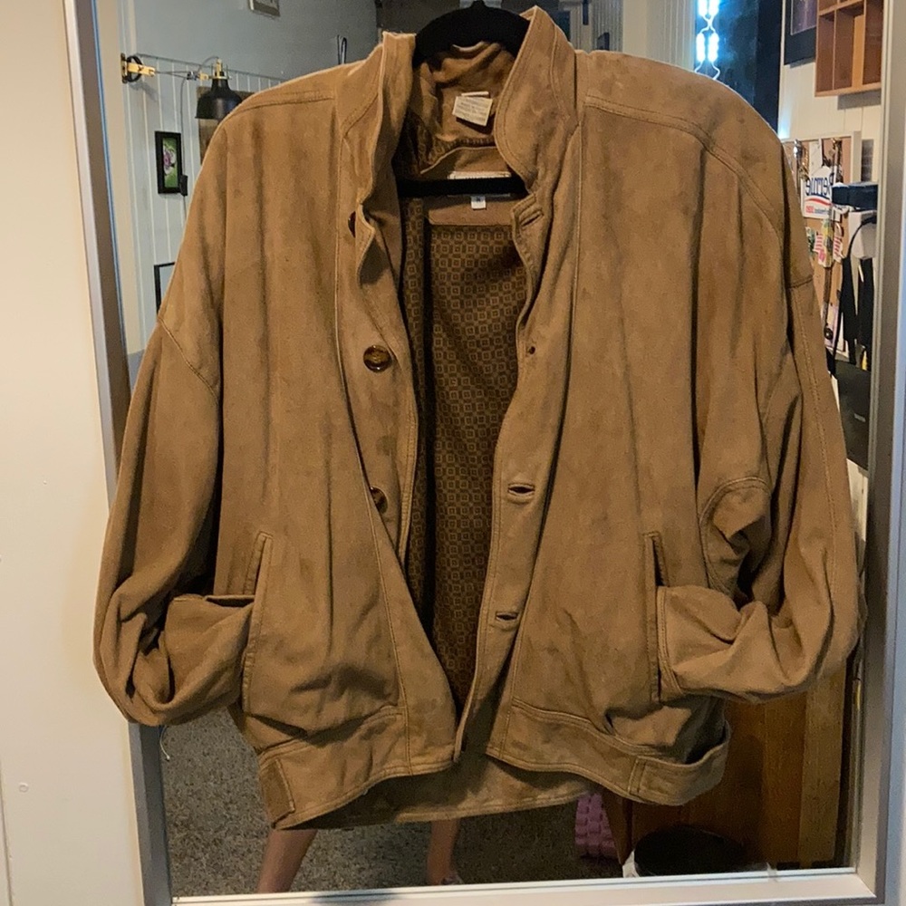 Vintage suede Bergdorf 90’s bomber jacket